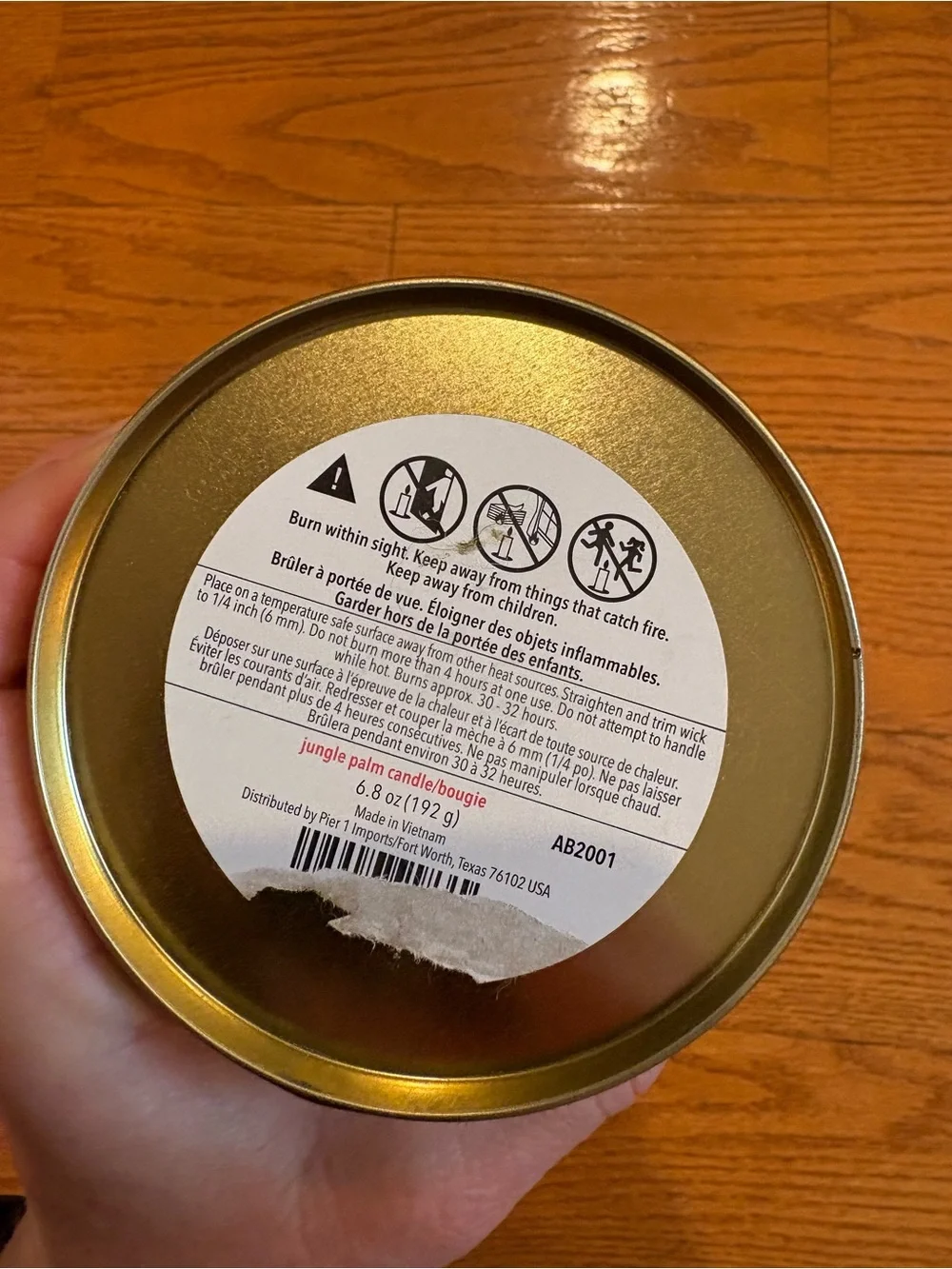 Pier 1 Jungle Palm Scented Candle Tropical Leaf Tin 6.8 oz New Never Burned